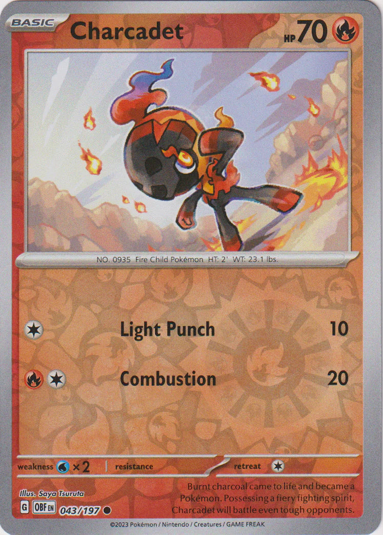 Pokemon TCG -Obsidian Flames -#43 -Charcadet -Common -Reverse Holo