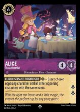 Disney Lorcana: Into the Inklands set 3. Alice "Tea Alchemist" super rare trading card.