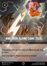 Disney Lorcana: Into the Inklands Set 3. And Then Came Zeus Enchanted trading card.