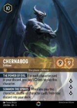 Disney Lorcana: Into the Inklands set 3. Chernabog "Evildoer" Enchanted trading card.