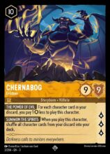 Disney Lorcana: Into the Inklands set 3. Chernabog "Evildoer" super rare trading card.