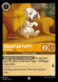 Disney Lorcana: Into the Inklands set 3. Dalmatian Puppy "Tail Wagger" common trading card.