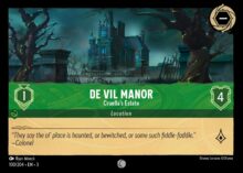 Disney Lorcana: Into the Inklands set 3. De Vil Manor "Cruella's Estate" common trading card.