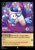 Disney Lorcana: Into the Inklands set 3. Genie "Supportive Friend" Super rare trading card.