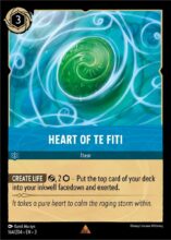 Disney Lorcana: Into the Inklands set 3. Heart of Te Fiti rare trading card.