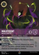 Disney Lorcana: Into the Inklands set 3. Maleficent "Mistress of all Evil" Enchanted trading card.
