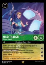 Disney Lorcana: Into the Inklands set 3. Milo Thatch "King of Atlantis" legendary trading card.