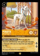 Disney Lorcana: Into the Inklands set 3. Perdita "Devoted Mother" legendary trading card.