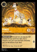 Disney Lorcana: Into the Inklands set 3. Pongo "Determined Father" Super rare trading card.