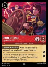 Disney Lorcana: Into the Inklands set 3. Prince Eric "Expert Helmsman" super rare trading card.