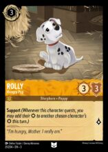 Disney Lorcana: Into the Inklands set 3. Rolly "Hungry Pup" uncommon trading card.