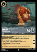Disney Lorcana: Into the Inklands set 3. Simba "Fighting Prince" Super Rare trading card.