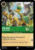 Disney Lorcana: Into the Inklands set 3. Sir Hiss "Aggravating Asp" common trading card.