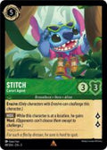 Disney Lorcana: Into the Inklands set 3. Stitch "Covert Agent" rare trading card.