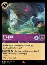 Disney Lorcana: Into the Inklands set 3. Stratos "Tornado Titan" rare trading card.