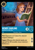Disney Lorcana: Into the Inklands set 3. Wendy Darling "Authority on Peter Pan" super rare trading card.