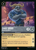 Disney Lorcana Set 2 Rise of the Floodborn. Chief Bogo "Respected Officer" rare trading card.
