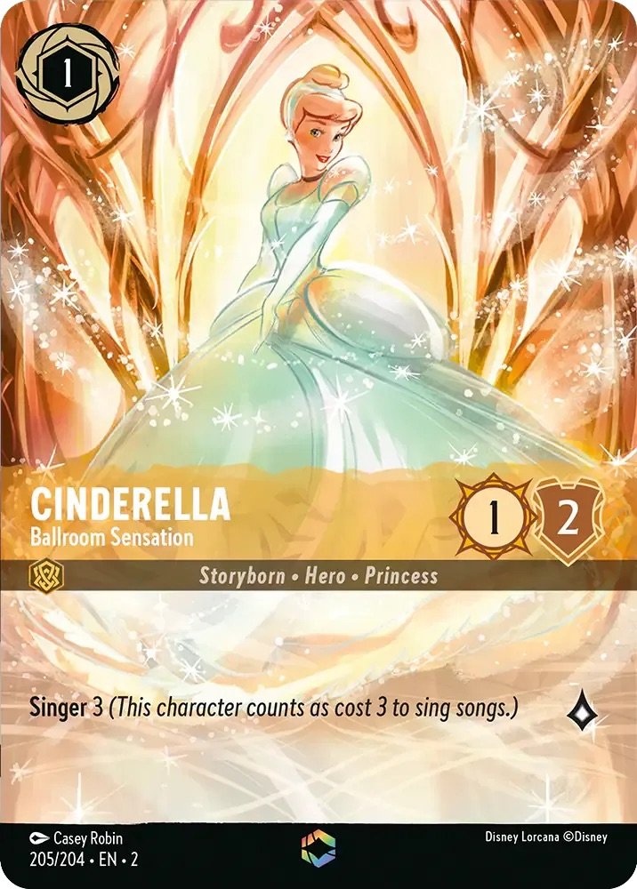 Disney Lorcana Set 2 Rise of the Floodborn. Cinderella "Ballroom Sensation" Enchanted card.