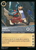 Disney Lorcana Set 2 Rise of the Floodborn. Goofy "Knight for a Day" rare trading card.
