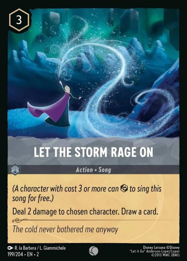 Disney Lorcana Set 2 Rise of the Floodborn. Let the Storm Rage On common trading card.