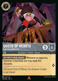 Disney Lorcana Set 2 Rise of the Floodborn. Queen of Hearts "Capricious Monarch" rare trading card.