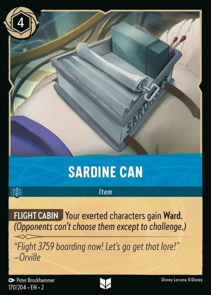 Disney Lorcana Set 2 Rise of the Floodborn. Sardine Can uncommon trading card.