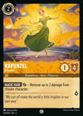 Disney Lorcana Set 2 Rise of the Floodborn. Rapunzel "Sunshine" common trading card.