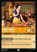 Disney Lorcana Set 2 Rise of the Floodborn. Snow White "Unexpected Houseguest" uncommon trading card.