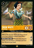Disney Lorcana Set 2 Rise of the Floodborn. Snow White "Well Wisher" legendary trading card.