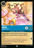 Disney Lorcana Set 2 Rise of the Floodborn. Basil "Of Baker Street" common trading card.