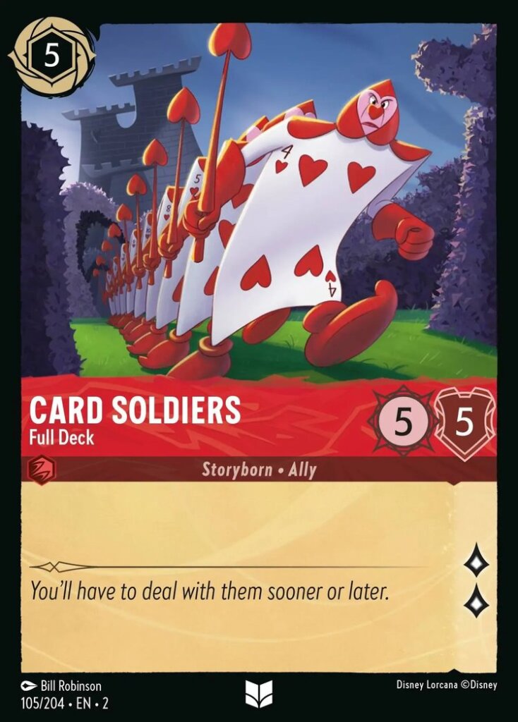 Disney Lorcana Set 2 Rise of the Floodborn. Card Soldiers "Full Deck" uncommon trading card.
