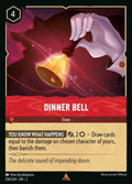 Disney Lorcana Set 2 Rise of the Floodborn. Dinner Bell rare trading card.