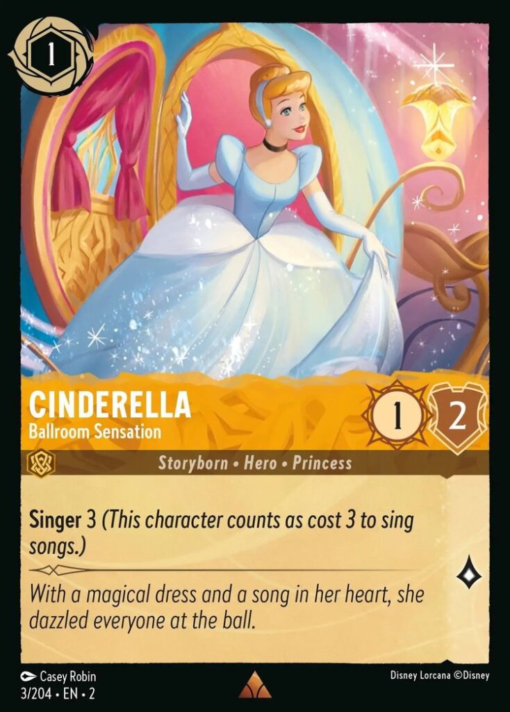 Disney Lorcana Set 2 Rise of the Floodborn. CInderella "Ballroom Sensation" rare trading card.