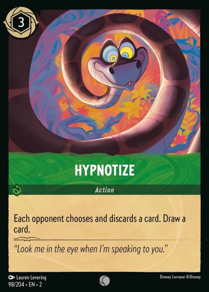 Disney Lorcana Set 2 Rise of the Floodborn. Hypnotize common trading card.
