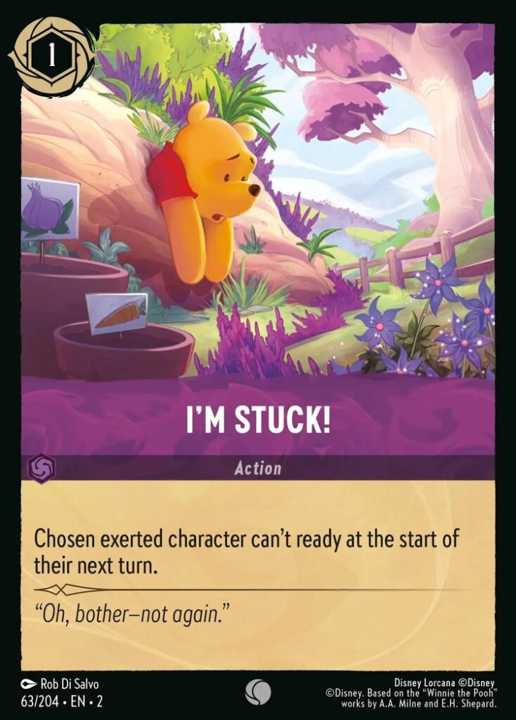Disney Lorcana Set 2 Rise of the Floodborn. I'm Stuck! common trading card.
