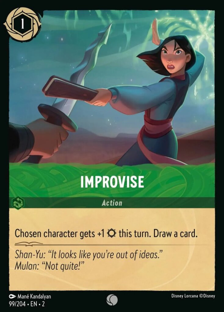 Disney Lorcana Set 2 Rise of the Floodborn. Improvise common trading card.