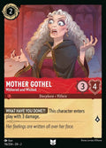 Disney Lorcana Set 2 Rise of the Floodborn. Mother Gothel "Withered and Wicked" uncommon trading card.