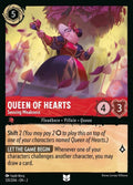 Disney Lorcana Set 2 Rise of the Floodborn. Queen of Hearts "Sensing Weakness" uncommon trading card.