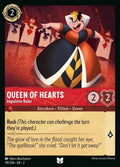 Disney Lorcana Set 2 Rise of the Floodborn. Queen of Hearts "Impulsive Ruler" uncommon trading card.