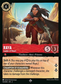 Disney Lorcana Set 2 Rise of the Floodborn. Raya "Leader of Heart" super rare trading card.