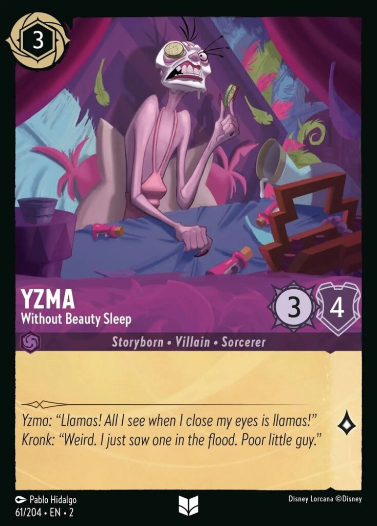 Disney Lorcana Set 2 Rise of the Floodborn. Yzma "Without Beauty Sleep" uncommon trading card.