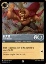 Disney Lorcana set 4 Ursula's Return. Beast "Thick Skinned" common trading card.