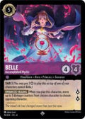Disney Lorcana set 4 Ursula's Return. Belle "Accomplished Mystic" super rare trading card.