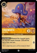 Disney Lorcana set 4 Ursula's Return. Cogsworth "Majordomo" common trading card.