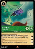 Disney Lorcana set 4 Ursula's Return. Cri-Kee "Lucky Cricket" rare trading card.