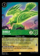 Disney Lorcana set 4 Ursula's Return. Diablo "Devoted Herald" legendary trading card.
