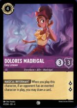 Disney Lorcana set 4 Ursula's Return. Dolores Madrigal "Easy Listener" common trading card.