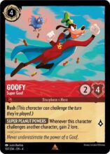 Disney Lorcana set 4 Ursula's Return. Goofy "Super Goof" rare trading card.