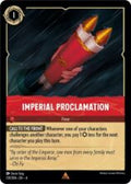 Disney Lorcana set 4 Ursula's Return. Imperial Proclamation rare trading card.
