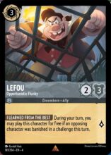 Disney Lorcana set 4 Ursula's Return. Lefou "Opportunistic Flunky" rare trading card.
